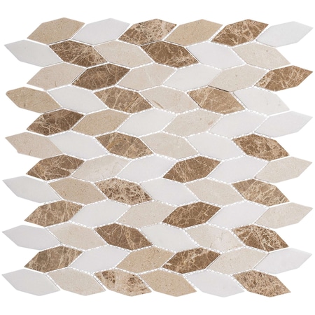 Andova Tiles SAMPLE Channing Elongated Hex  1 x 25 Marble Honeycomb Mosaic Wall  Floor Tile SAM-ANDCHA135